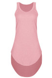 Fashion Casual Solid Patchwork U Neck A Line Dresses