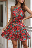 Fashion Casual Print Patchwork O Neck A Line Dresses