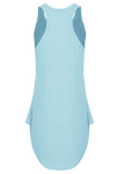 Fashion Casual Solid Patchwork U Neck A Line Dresses