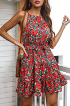 Fashion Casual Print Patchwork O Neck A Line Dresses