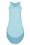 Fashion Casual Solid Patchwork U Neck A Line Dresses