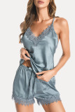 Fashion Living Solid Patchwork V Neck Sleeveless Two Pieces