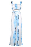 Fashion Street Striped Patchwork Spaghetti Strap Sleeveless Two Pieces