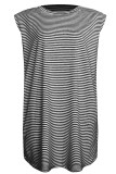 Fashion Casual Striped Patchwork O Neck Pencil Skirt Dresses