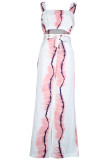 Fashion Street Striped Patchwork Spaghetti Strap Sleeveless Two Pieces