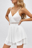 Fashion Simplicity Solid Patchwork V Neck A Line Dresses