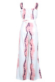 Fashion Street Striped Patchwork Spaghetti Strap Sleeveless Two Pieces