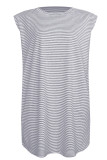 Fashion Casual Striped Patchwork O Neck Pencil Skirt Dresses