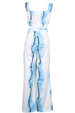 Fashion Street Striped Patchwork Spaghetti Strap Sleeveless Two Pieces