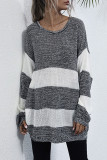 Fashion Casual Striped Patchwork O Neck Tops