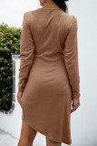Fashion Casual Solid Patchwork V Neck Irregular Dresses