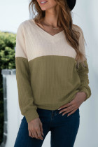 Fashion Casual Solid Patchwork V Neck T-Shirts