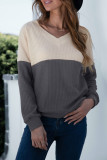 Fashion Casual Solid Patchwork V Neck T-Shirts