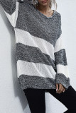 Fashion Casual Striped Patchwork O Neck Tops