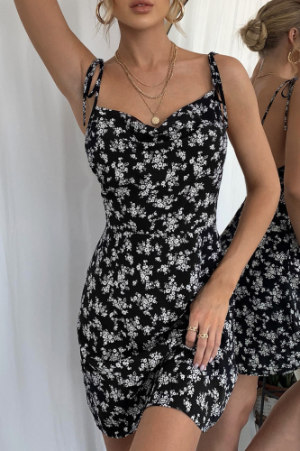 Fashion Elegant Floral Frenulum Backless Pencil Skirt Dresses