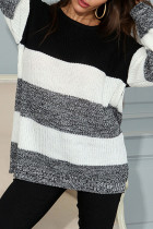 Fashion Casual Striped Patchwork O Neck Tops