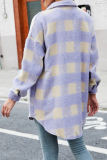 Fashion Elegant Plaid Buckle Turndown Collar Tops