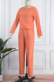 Fashion Vintage Solid Patchwork O Neck Long Sleeve Two Pieces