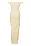 Fashion Elegant Solid Backless High Opening Off the Shoulder Irregular Dress Dresses
