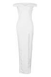 Fashion Elegant Solid Backless High Opening Off the Shoulder Irregular Dress Dresses