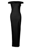 Fashion Elegant Solid Backless High Opening Off the Shoulder Irregular Dress Dresses