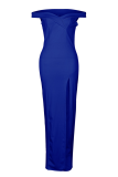 Fashion Elegant Solid Backless High Opening Off the Shoulder Irregular Dress Dresses