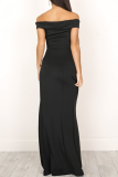 Fashion Elegant Solid Backless High Opening Off the Shoulder Irregular Dress Dresses