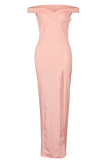 Fashion Elegant Solid Backless High Opening Off the Shoulder Irregular Dress Dresses
