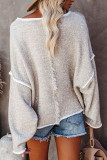 Fashion Street Solid Patchwork O Neck Tops