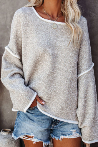 Fashion Street Solid Patchwork O Neck Tops