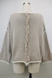 Fashion Street Solid Patchwork O Neck Tops