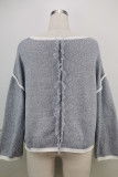 Fashion Street Solid Patchwork O Neck Tops