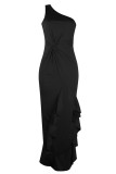 Fashion Celebrities Solid Patchwork Irregular Dresses
