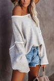 Fashion Street Solid Patchwork O Neck Tops
