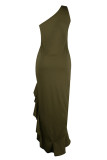 Fashion Celebrities Solid Patchwork Irregular Dresses