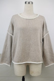 Fashion Street Solid Patchwork O Neck Tops