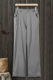 Fashion Casual Solid Patchwork Loose High Waist Straight Bottoms