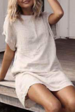 Casual Solid Basic O Neck Short Sleeve Two Pieces