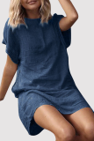 Casual Solid Basic O Neck Short Sleeve Two Pieces