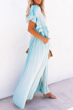 Elegant Solid Frenulum Buckle V Neck A Line Dresses