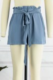 Fashion Casual Solid With Belt Loose High Waist Wide Leg Bottoms