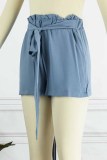 Fashion Casual Solid With Belt Loose High Waist Wide Leg Bottoms