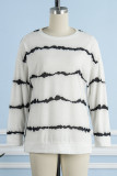 Casual Striped Patchwork Basic O Neck Tops