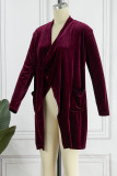Casual Solid Patchwork Pocket Turndown Collar Outerwear