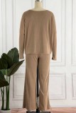 Fashion British Style Solid O Neck Long Sleeve Two Pieces