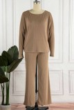 Fashion British Style Solid O Neck Long Sleeve Two Pieces