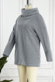 Casual Solid Patchwork Pocket Turtleneck Tops