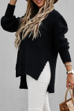 Fashion Street Solid Slit O Neck Tops