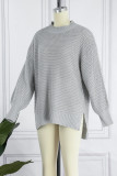Fashion Street Solid Slit O Neck Tops