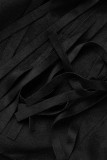 Fashion Street Solid Tassel Patchwork Turndown Collar Outerwear